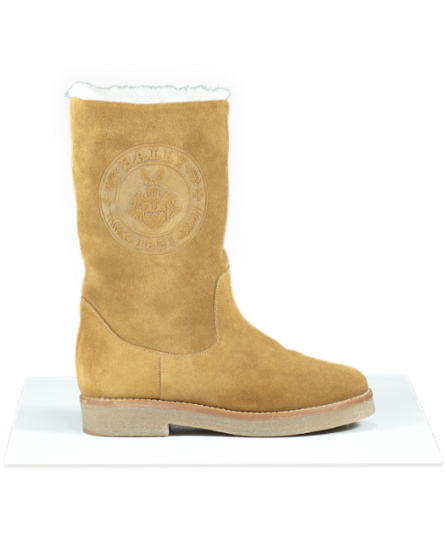 Bally Brown Tan Suede Shearling Logo Boots UK 3 / 3.5 👠