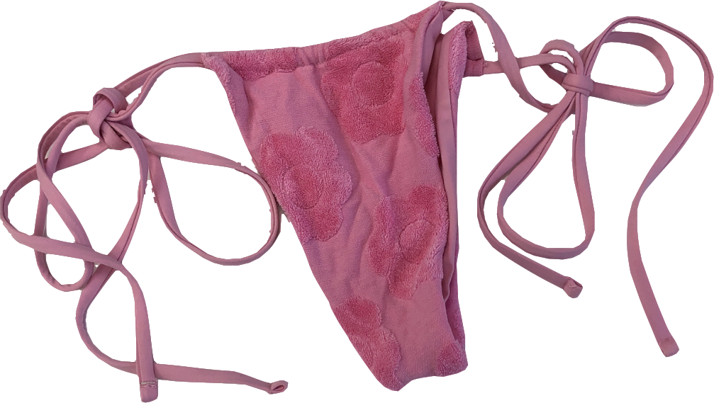 Frankies Bikinis Pink Flower Skimpy Tie Bikini Bottoms UK S