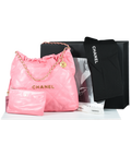 Chanel Coral Pink Calfskin Quilted 22 Bag With Pouch
