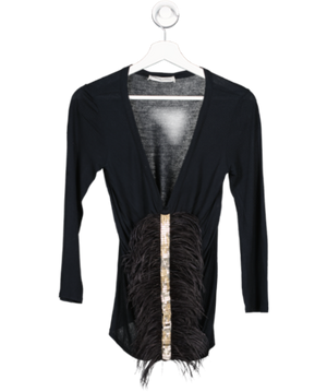 Emilio Pucci Black Ostrich Feather Frill Top UK 8