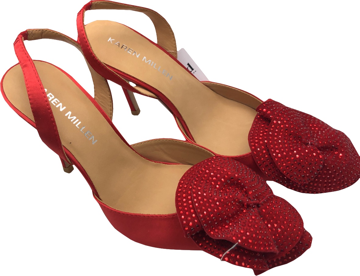 Karen Millen Red Dimante Floral Stiletto Heel UK 6 EU 39 👠