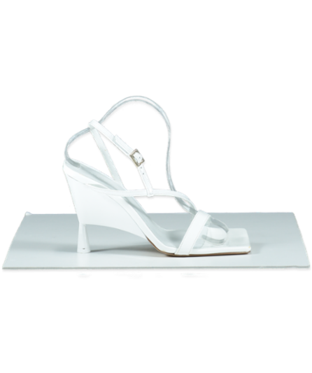 GIA BORGHINI White Patent X Rhw Rosie Wedge Heeled Sandals UK 5 EU 38 👠
