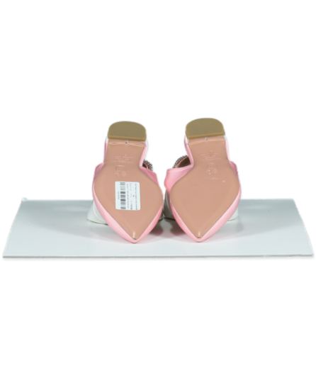 Aquazzura Pink 10mm Portrait Of Lady Grosgrain Crystal Embellished Flats UK 4 EU 37 👠