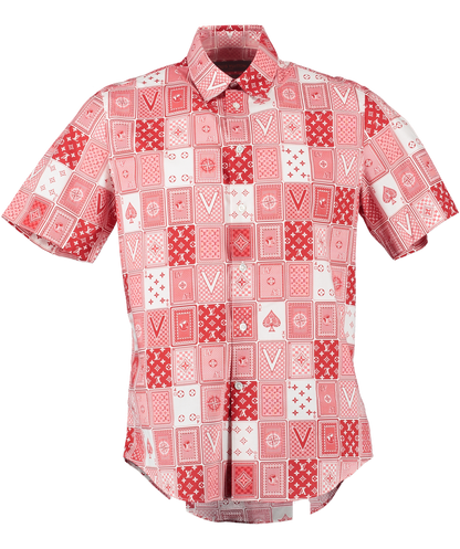 Louis Vuitton Red & White Lv Poker Cards Print Cotton Regular Fit Shirt UK S