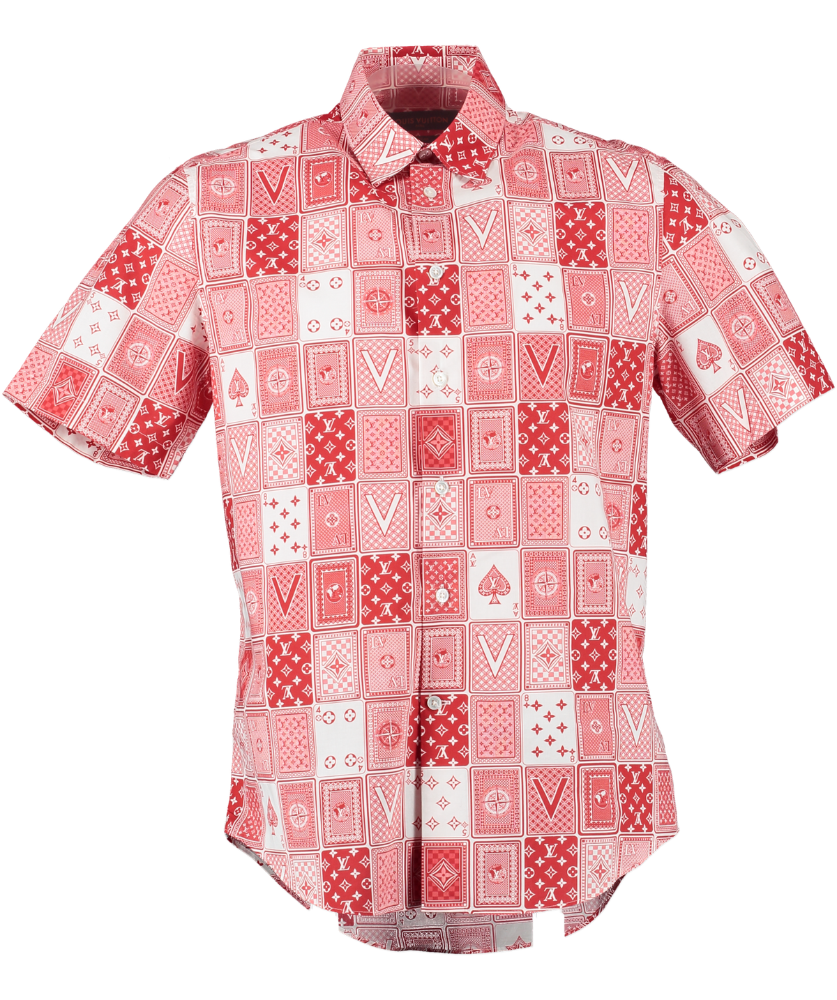 Louis Vuitton Red & White Lv Poker Cards Print Cotton Regular Fit Shirt UK S