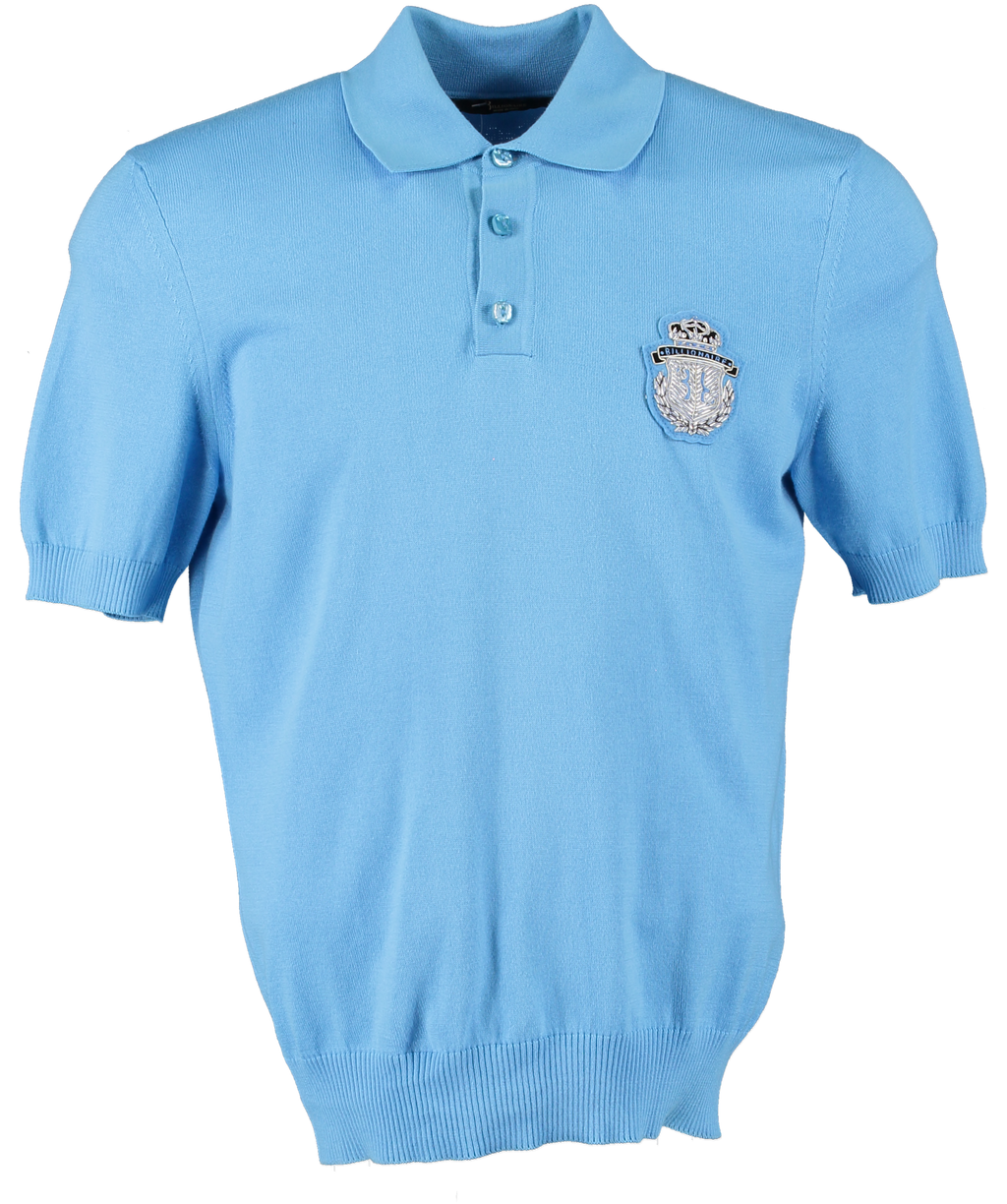 Billionaire Blue CREST Knit Polo Shirt UK S