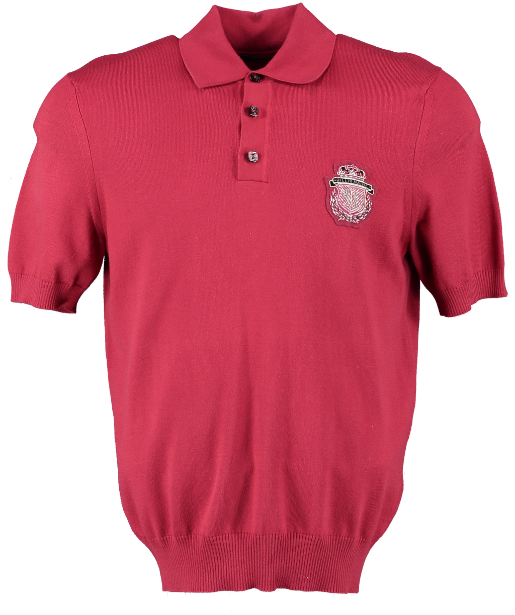 Billionaire Burgundy CREST Knit Polo Shirt UK S
