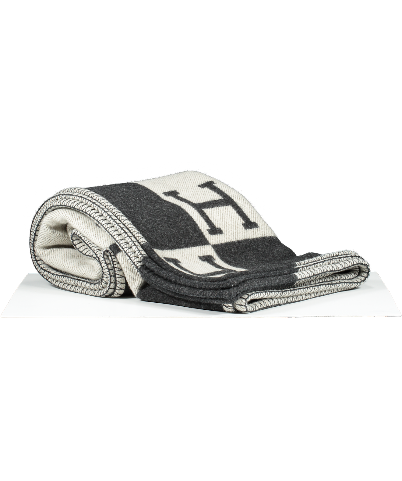 Hermès Écru / Gris Grey Foncé Avalon Cashmere/Wool Throw Blanket