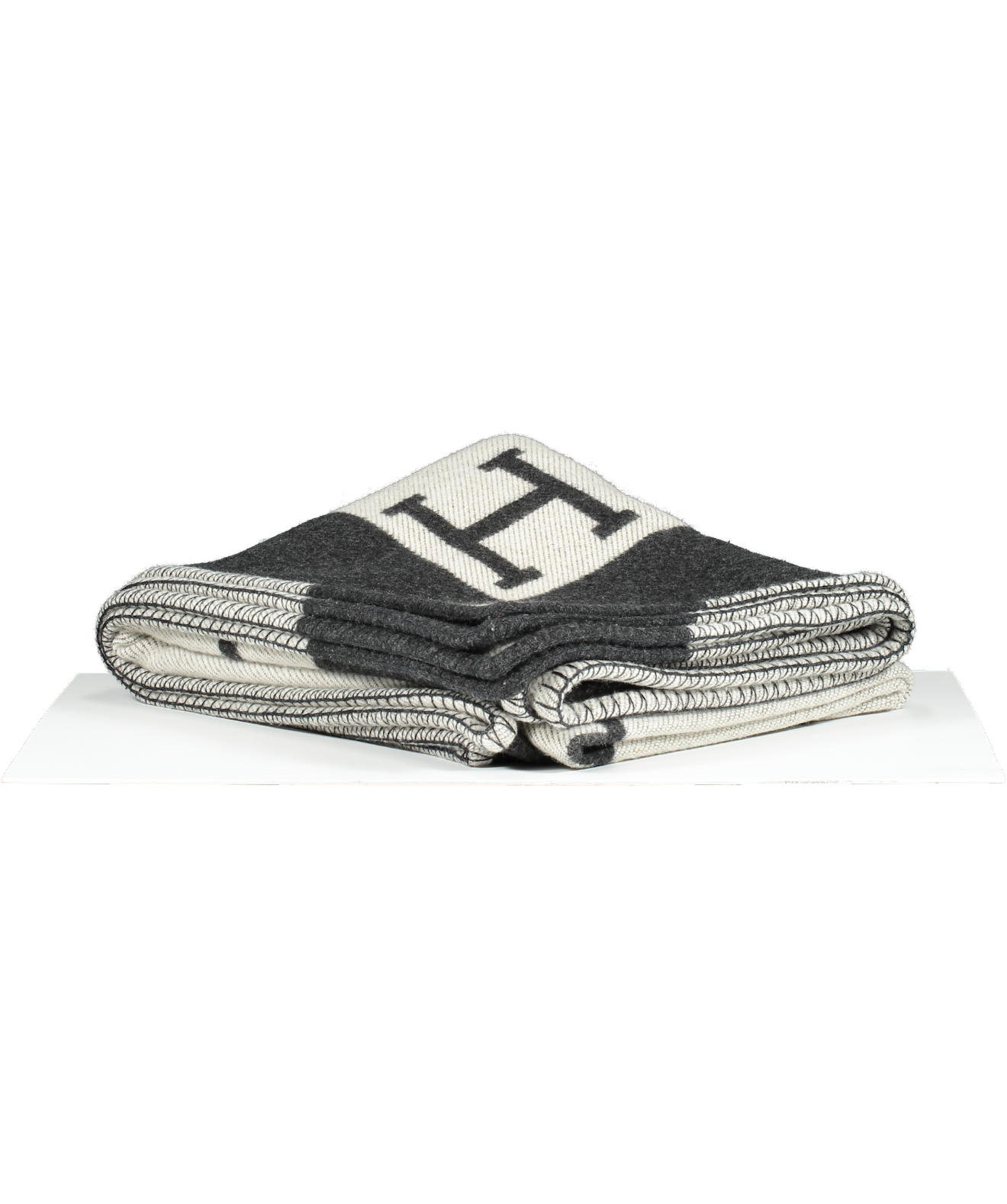 Hermès Écru / Gris Grey Foncé Avalon Cashmere/Wool Throw Blanket