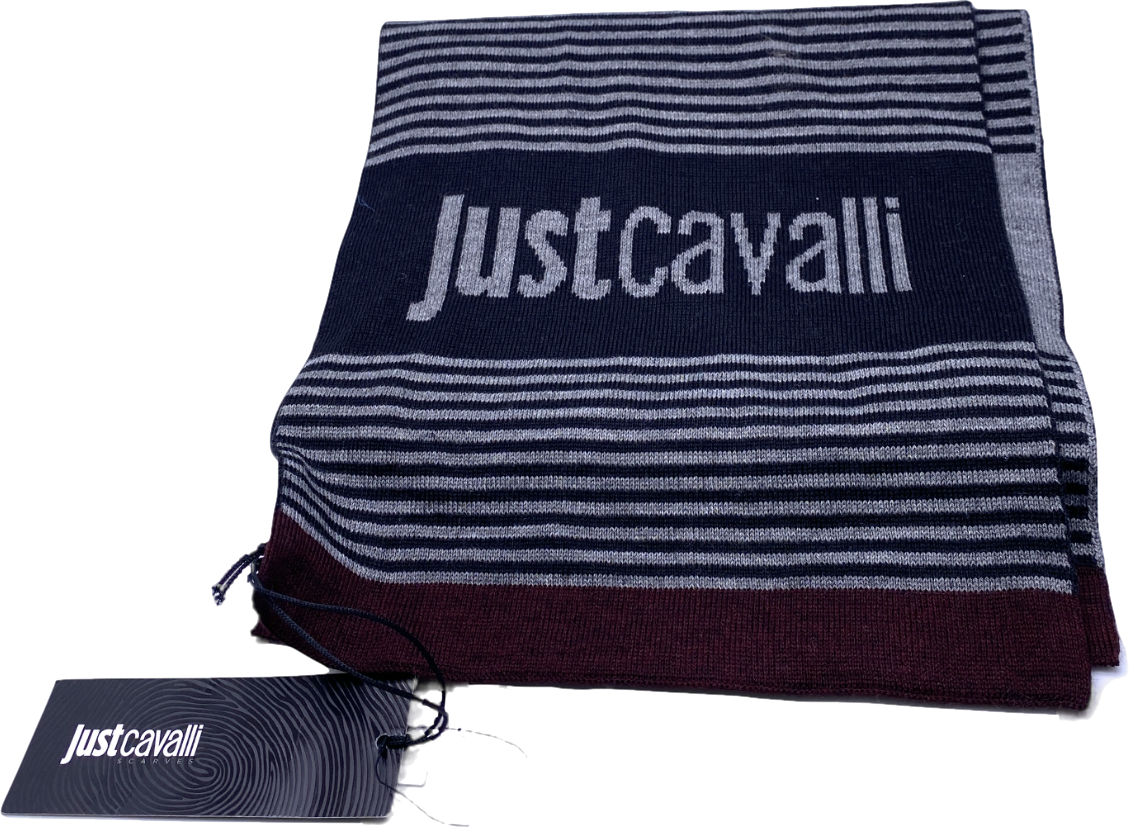 Just Cavalli Black Striped Detailed Scarf One Size