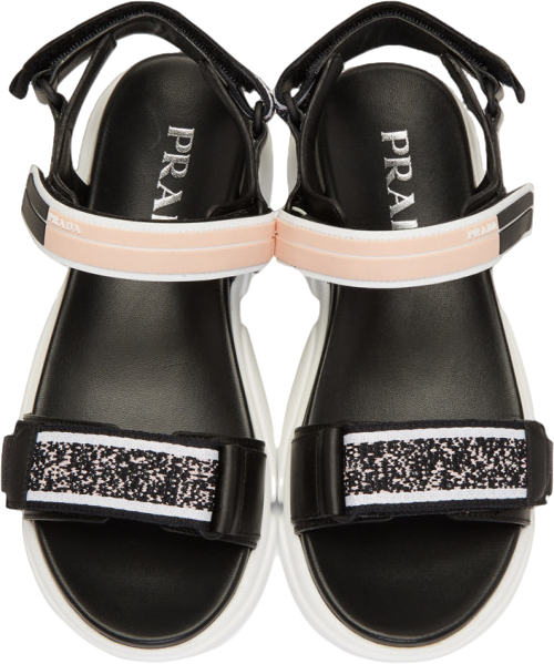 Prada Black Cloudbust Velcro Logo Sandals UK 6 EU 39 👠