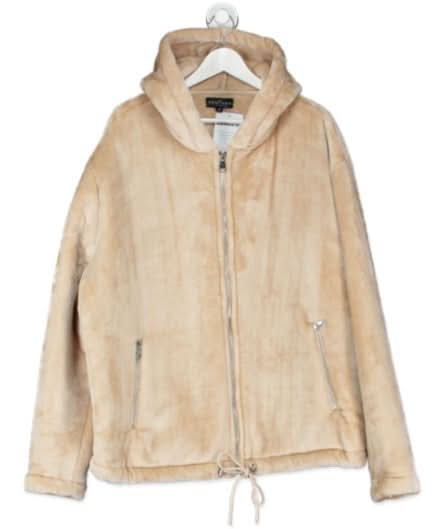 The Couture Club Beige Faux Fur Hooded Coat UK M