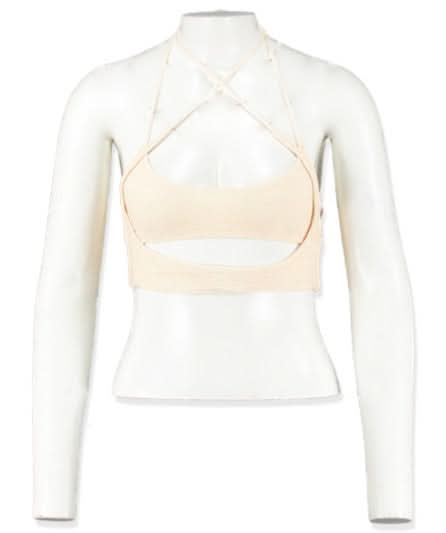 Oh Polly cream crop cut out detail top UK 6