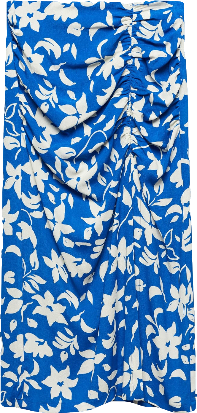 MANGO Blue Floral Printed Skirt With Slit BNWT  UK XL
