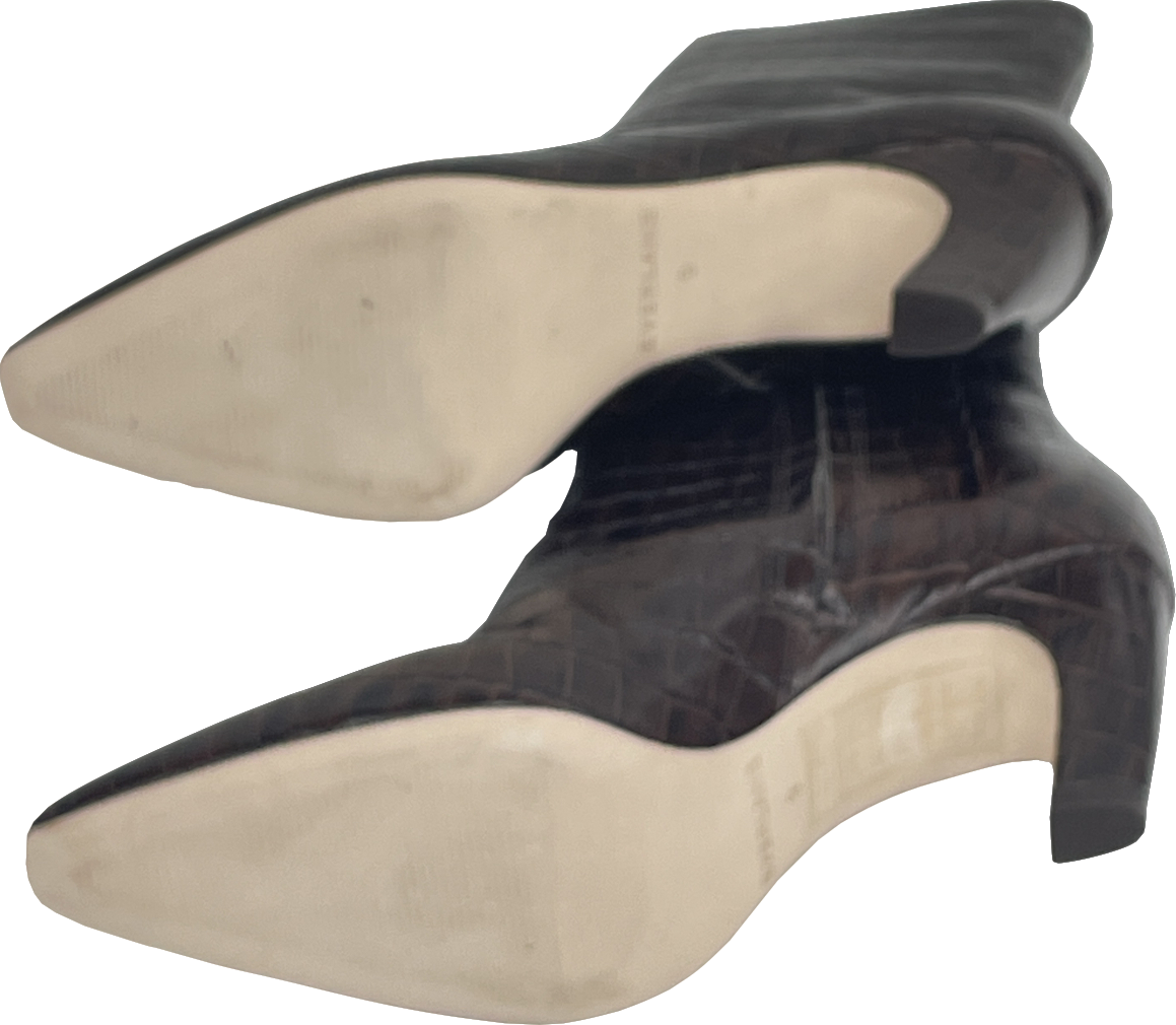 EVERLANE Brown Crocodile Embossed Leather The Banana Heel Boot Us9 UK 6.5 EU 39.5 👠