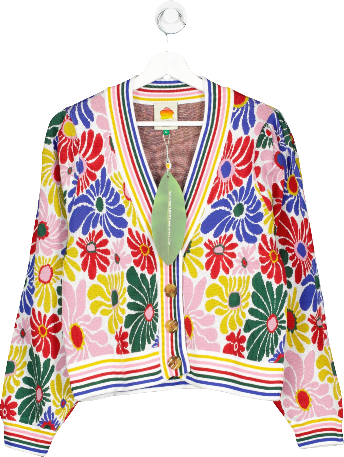 FARM RIO Multicoloured Sunny Daisies Knit Cardigan UK XS