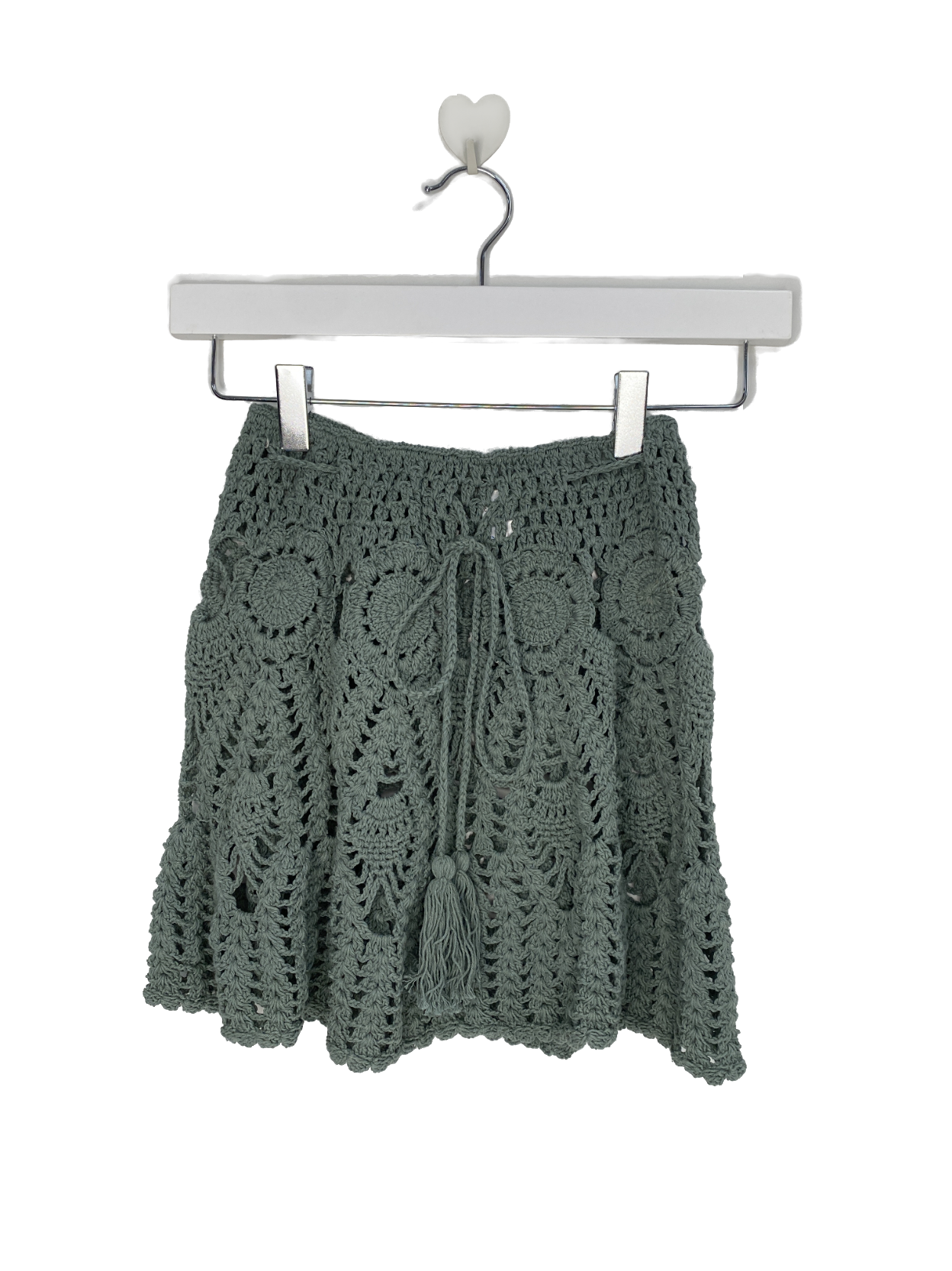 Andi Bagus Green Crotchet Tie Waist Mini Skirt UK S/M