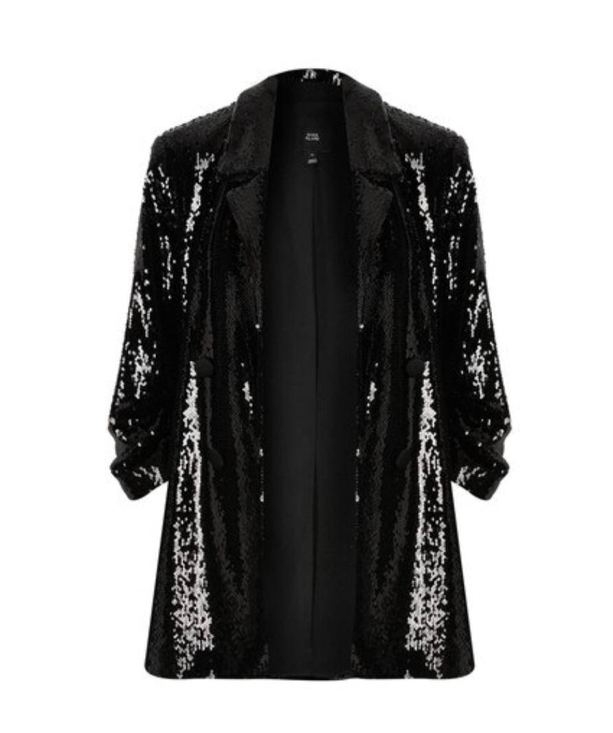 River Island Black Sequin Blazer UK 8