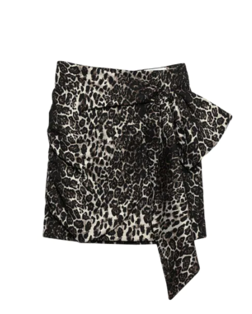 Essentiel Antwerp Brown leopard print bow detail mini skirt uk 8