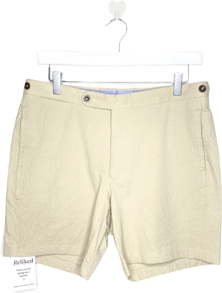 sid mashburn Cream Straight Leg Garment-dyed Cotton Shorts W32