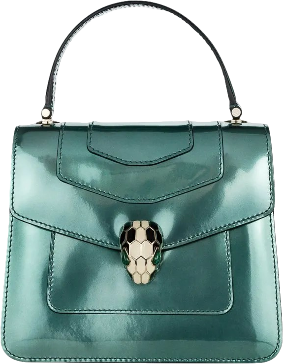 BVLGARI Green Polished Leather  Serpenti Forever Top-handle Bag