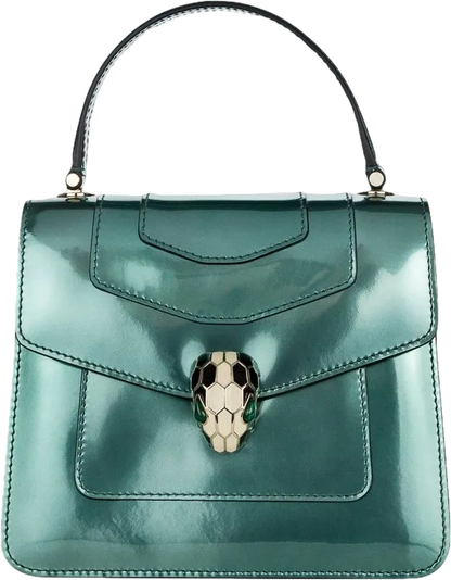 BVLGARI Green Polished Leather  Serpenti Forever Top-handle Bag