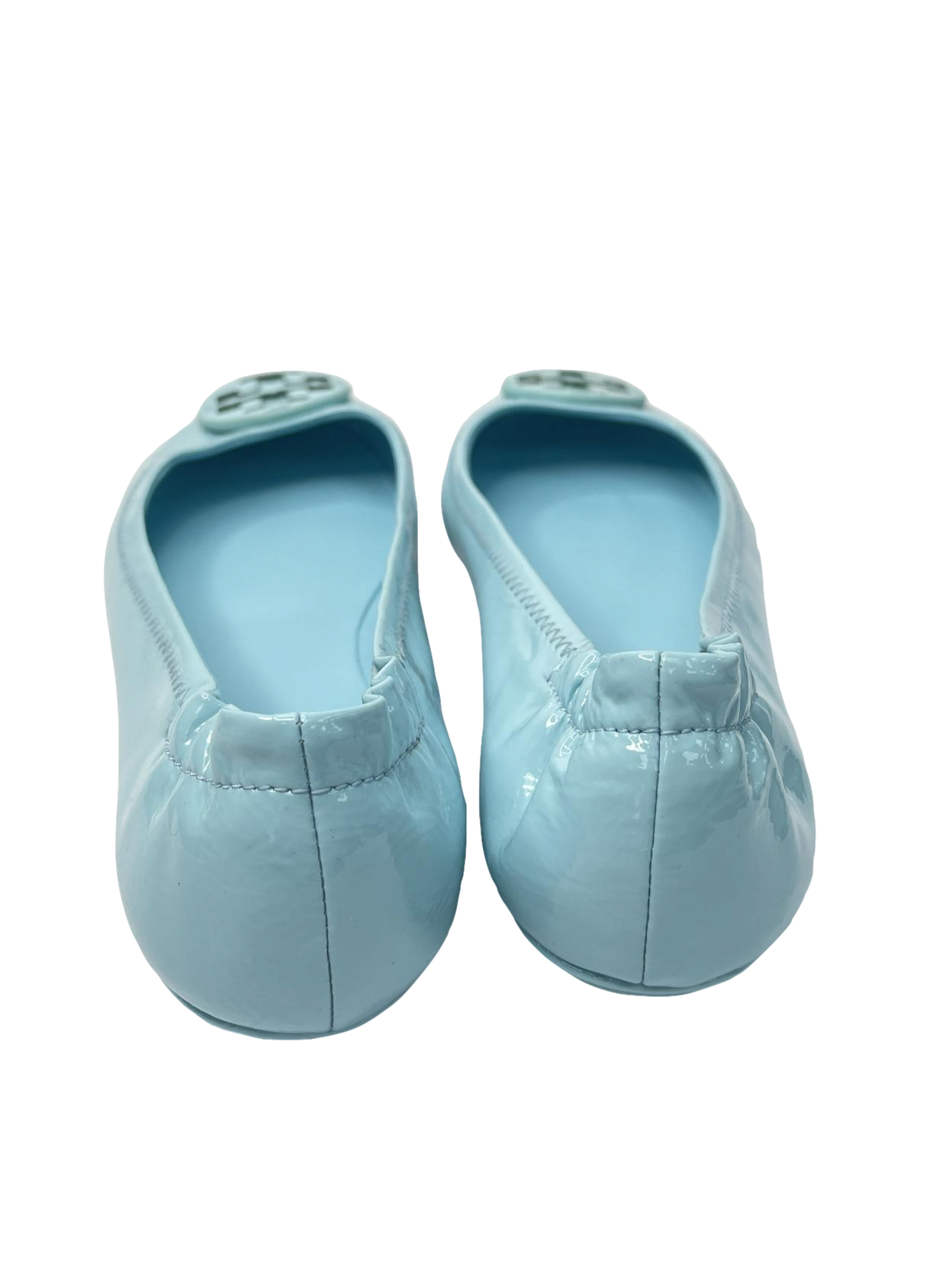 Tory Burch Baby Blue Patent 'minnie' Logo Ballerina Flats UK 4 EU 37 👠