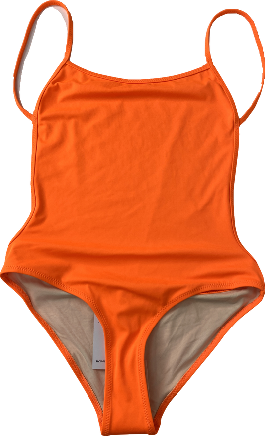 Topshop Orange Low Back Square Neck Swimsuit UK 8