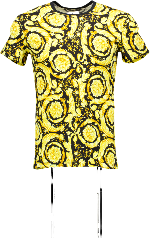 Versace Underwear Black / Yellow Barocco Print Short Sleeve T-shirt UK M