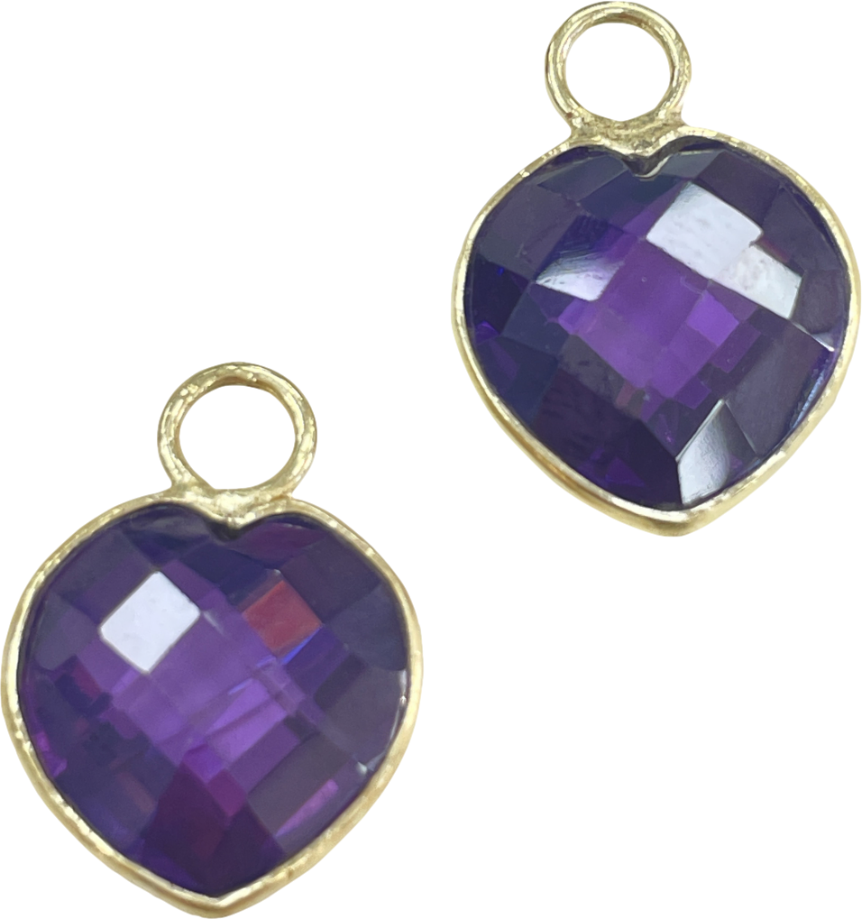 Heavenly London Silver / Purple Bisou Bisou Heart Detachable Drops For Huggies/hoop Earrings