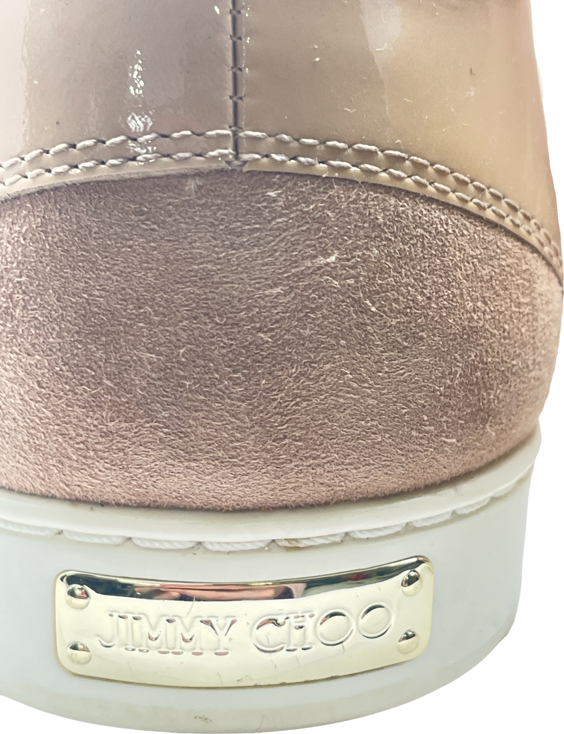 Jimmy Choo Beige Patent & Suede  Miami Sneakers UK 4 EU 37 👠