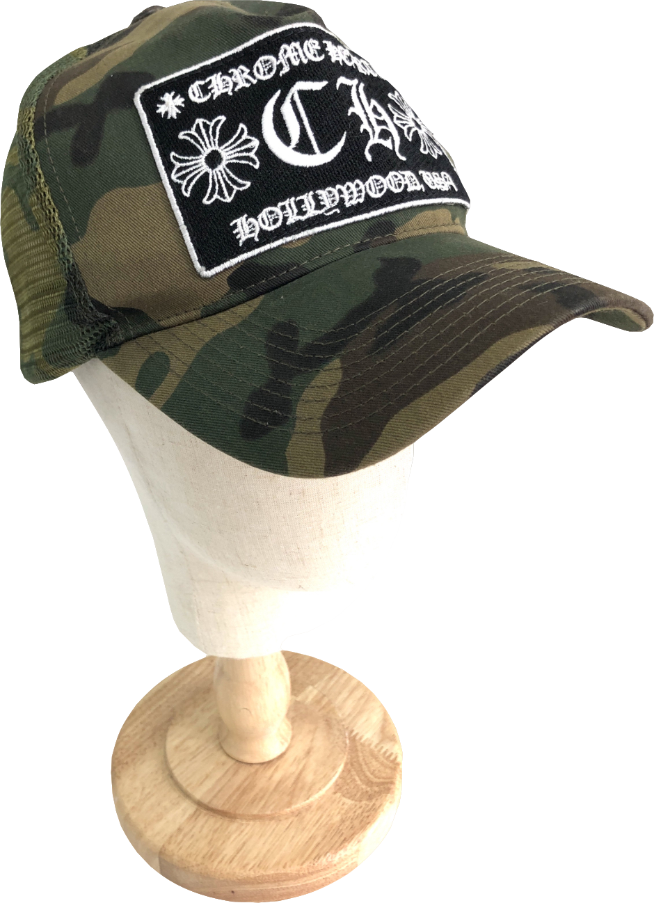 CHROME HEARTS Green Vintage Hollywood Trucker Hat One Size