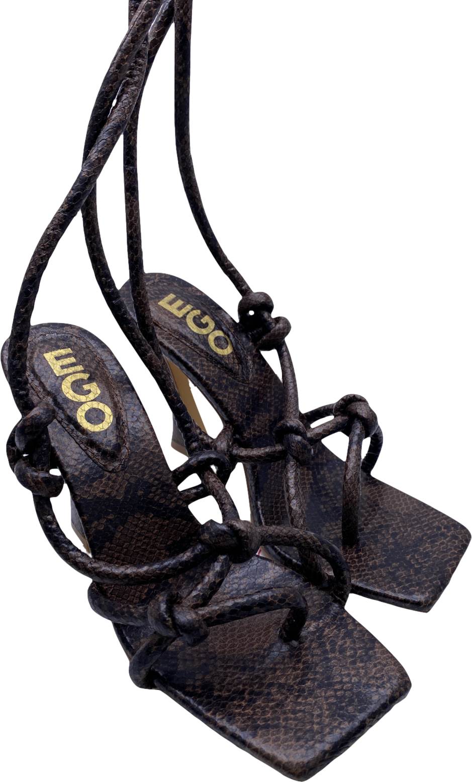 Ego Brown Knotted Lace Up Heels UK 4