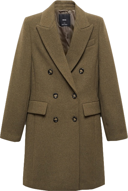 MANGO Olive Green Double-breasted Wool Coat BNWT  UK S