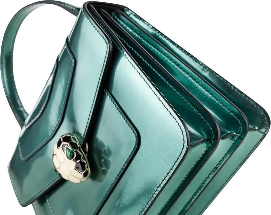 BVLGARI Green Polished Leather  Serpenti Forever Top-handle Bag