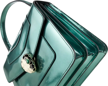 BVLGARI Green Polished Leather  Serpenti Forever Top-handle Bag