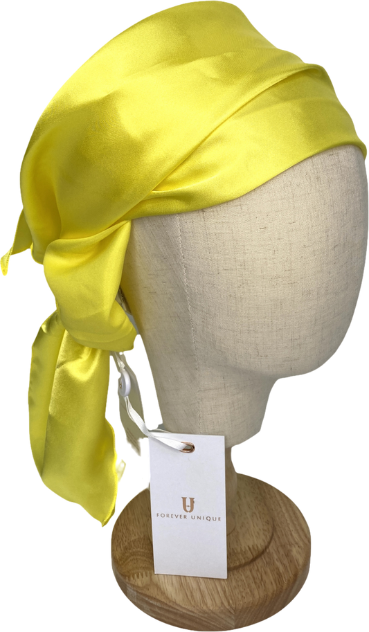Forever Unique Yellow Satin Headscarf One Size