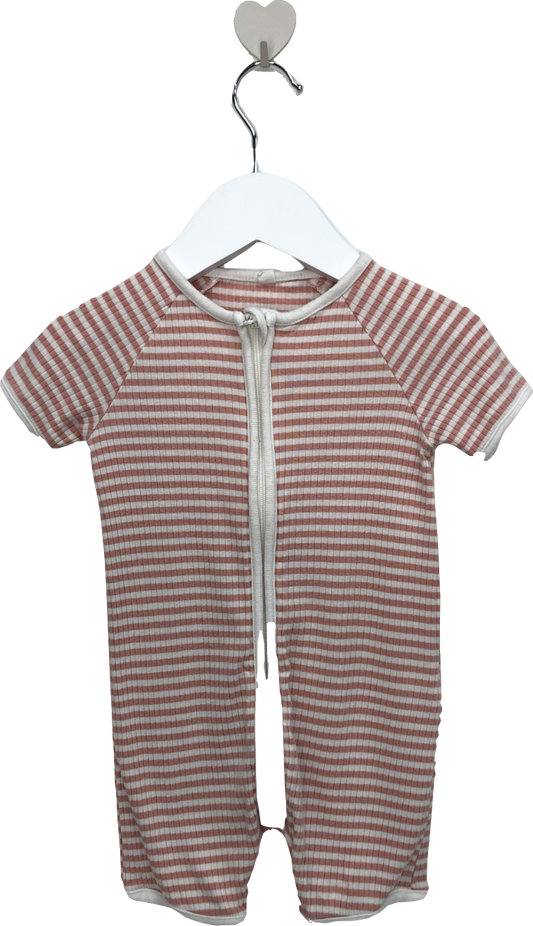 Mori Baby Pink Clever Zip Striped Summer Sleepsuit 3-6 Months