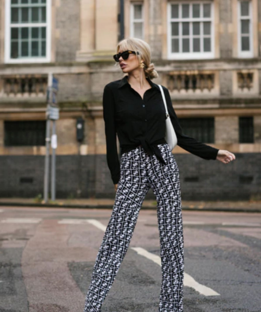 The Dress Cellar black/white Mila Palazzo Trousers UK XS