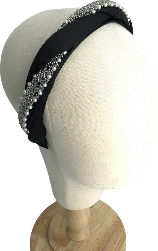 Black Embellished Headband One Size