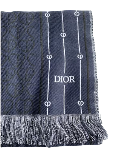 DIOR HOMME Navy 100% Wool Scarf 45 x 190cm