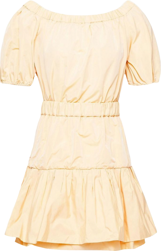 Maje Pale Orange Off-the-shoulder Gathered Taffeta Mini Dress UK 10