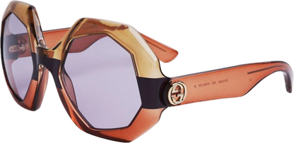 Gucci Brown Gg1242s - 002 Geometric Frame Gg Logo Sunglasses In Case