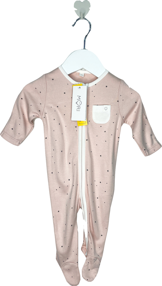 Mori Baby Blush Pink Startdust Bamboo/organic Cotton Clever Zip Sleepsuit BNWT Newborn