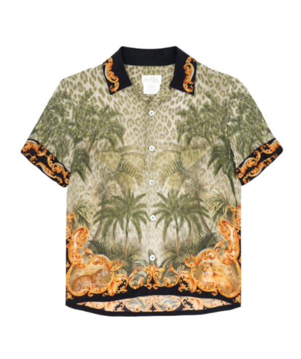 CAMILLA X HOTEL FRANKS Boys Green Print Palazzo of Palms Shirt SZ6 UK 5-6yr