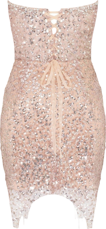 Milla Metallic Radiant Embellished Mini Dress In Gold With A Plunging Neckline UK XS