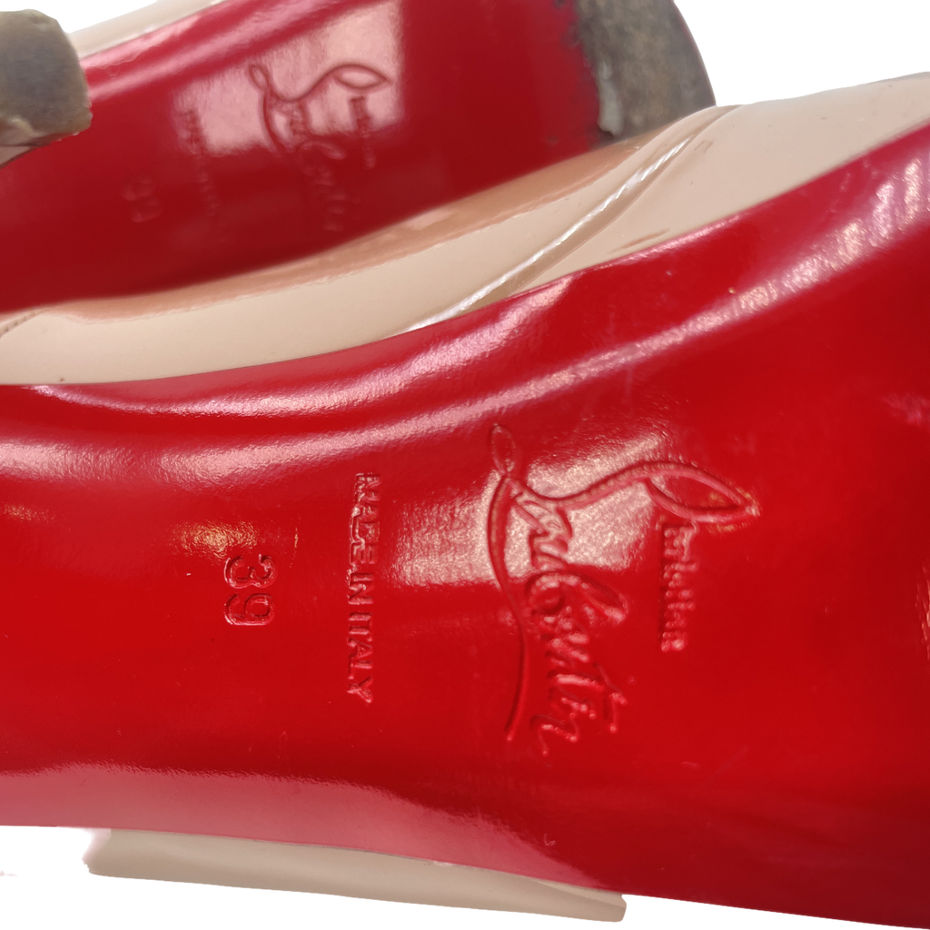 Christian Louboutin Bianca Nude Patent Leather 140mm Pumps UK 6 EU 39 👠