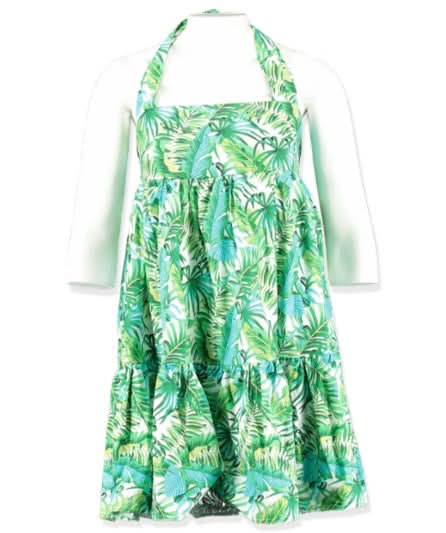 Milanya green tropical print halter neck mini dress UK S