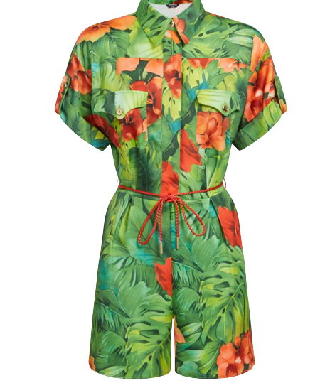 guess marciano floral green jumpsuit uk XS