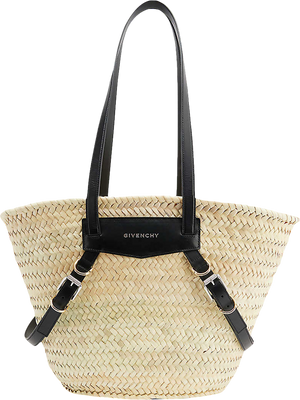 Givenchy Voyou Raffia Basket Bag in Black and Natural 
